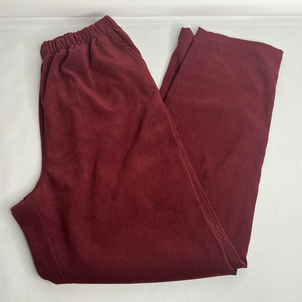 Denim & Co. Heritage Faux Suede Slim Straight Leg Pants Burgundy M Pockets Red‎